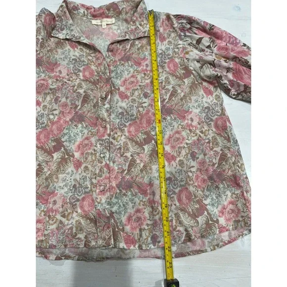 LoveShackFancy Brooke Floral lace Blouse‎ button down Cuff Long Sleeve Top XS
